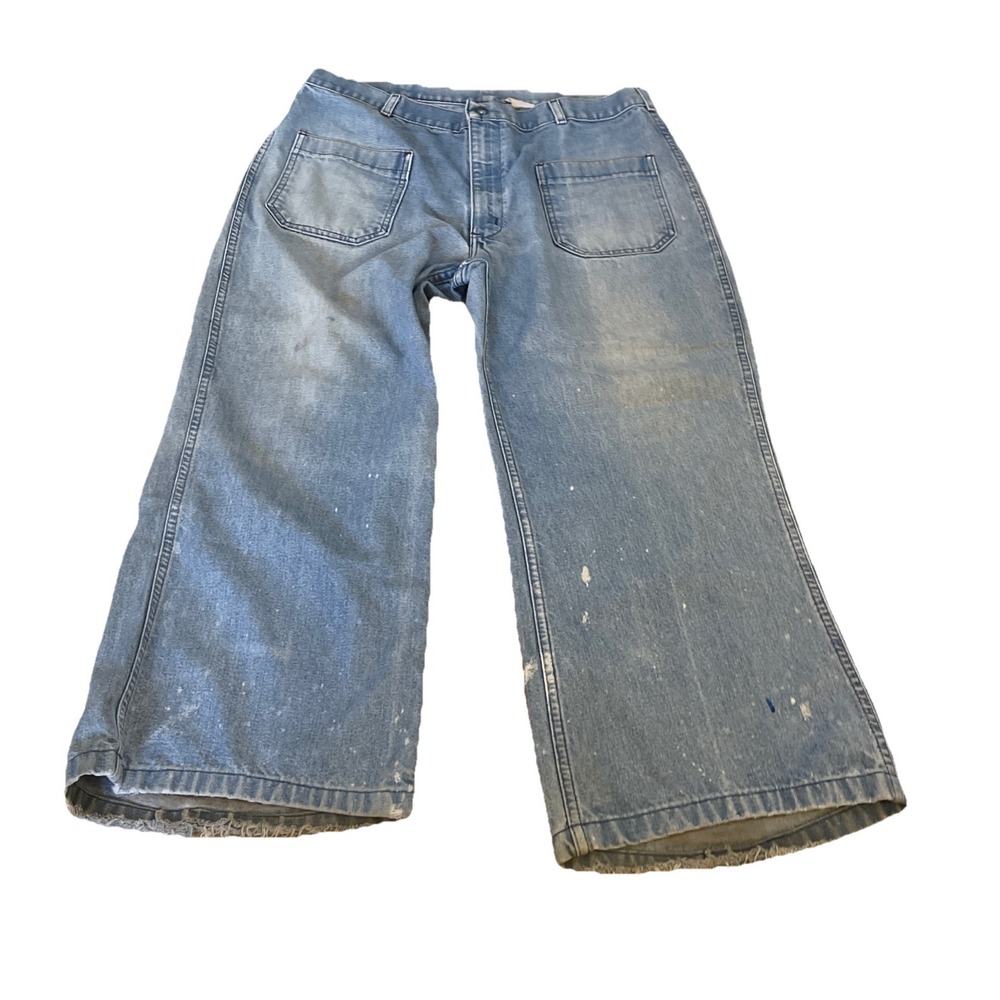 Vintage Carolina Classic Jeans Women's 34x25‎ Blue Denim Baggy Wide Distressed